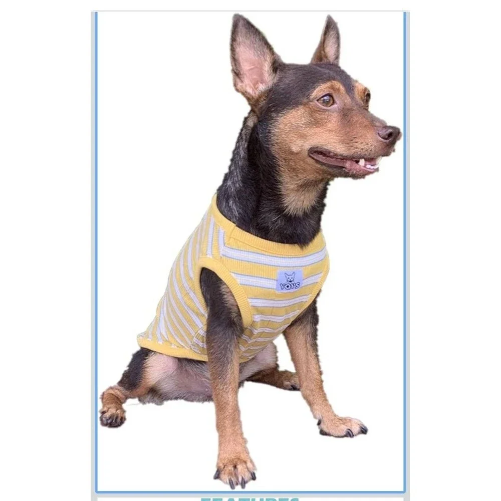 Striped Teacup Pet Dog T-Shirts, 100% Cotton Tank Vest for Small Dogs and Cat Lg
